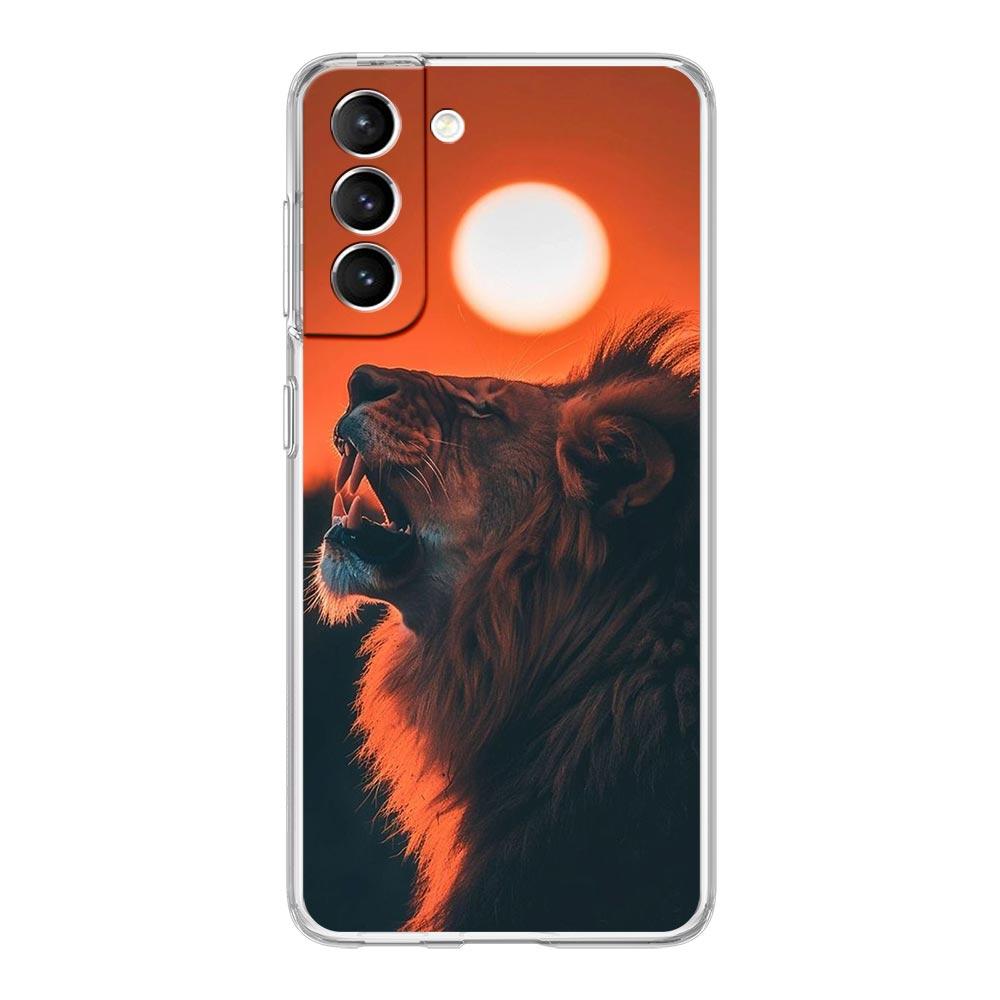 Phone Case For Samsung Galaxy S25 S24 S23 FE S22 Ultra S20 S21 5G S10 S9 Plus S10E S8 Soft Clear Cover Lion Alpha Male Cub