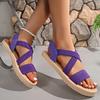 Fashion Summer New Flats Sole Women Sandals Fashion Cross Band Plus Size 43 Beach Sandels 2025 Hot Seller Ladies Vacation Zapatillas
