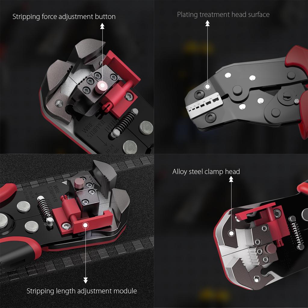Clești de sertizare pentru terminale cu clichet, 4 în 1 profesionale METERK
