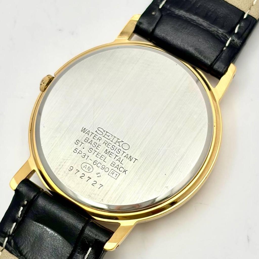 [New Battery] SEIKO Men's Watch Gold 5P31-6C90 972727 New Belt