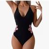 Modischer Badeanzug mit Ausschnitt für Damen 1-teiliger Badeanzug Damen Push-Up Badeanzug Cutout Bademode Strandbekleidung