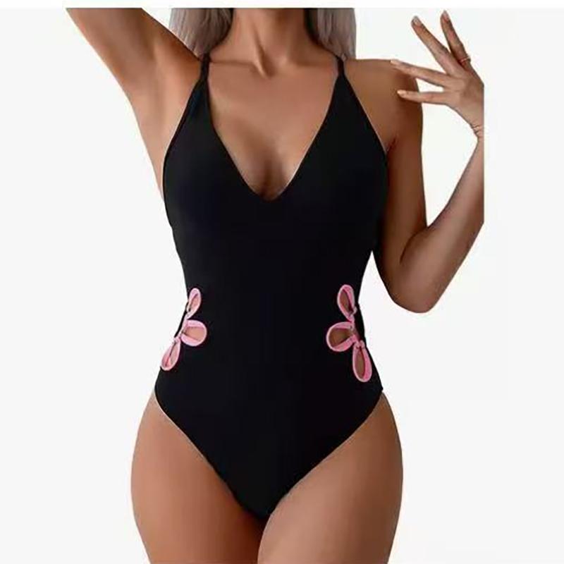 Modischer Badeanzug mit Ausschnitt für Damen 1-teiliger Badeanzug Damen Push-Up Badeanzug Cutout Bademode Strandbekleidung