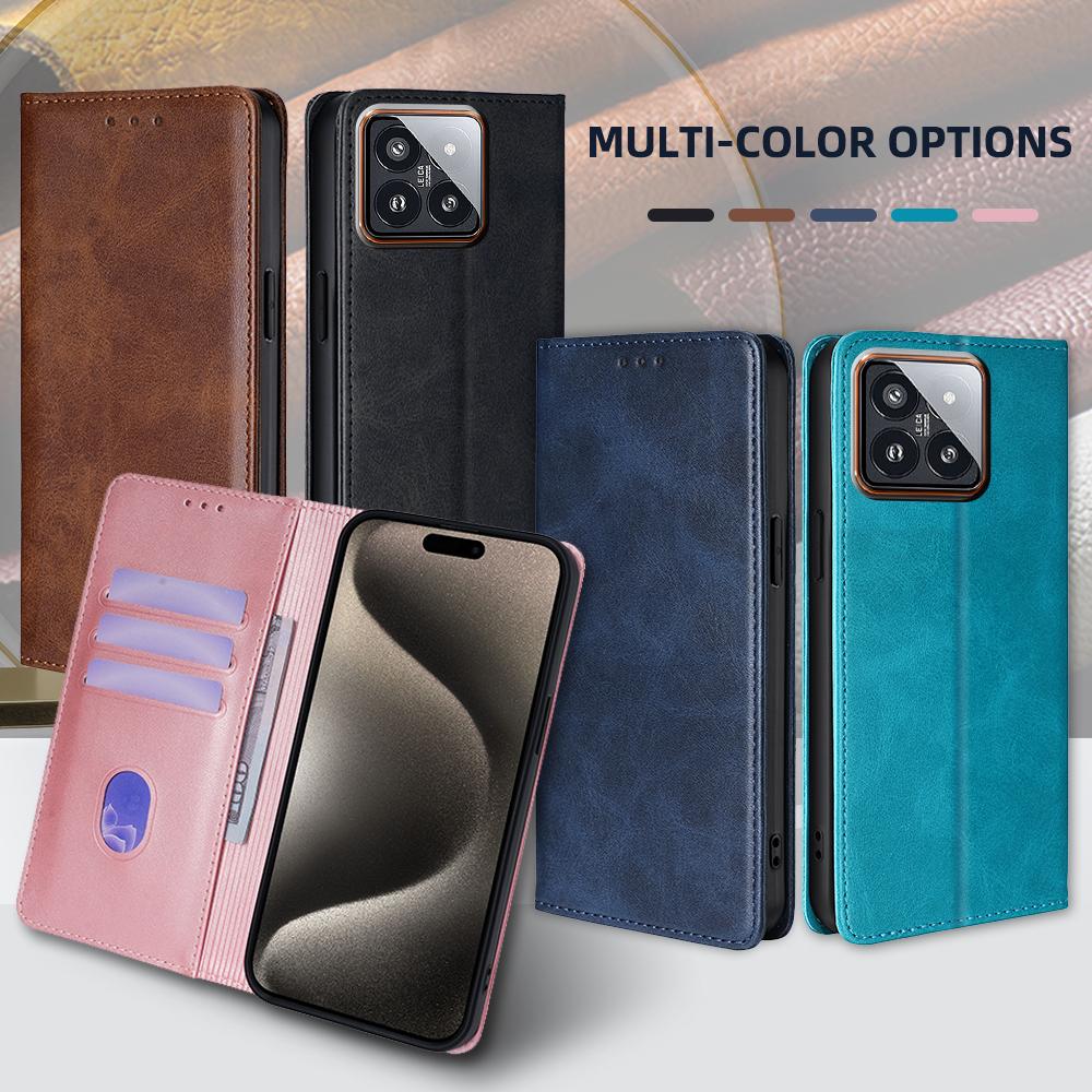 Business Leather Flip Phone Case for Xiaomi 14 13 13T Pro 13 Ultra Lite Magnetic Case Cover Stand Wallet Case for Mi 14 Funda