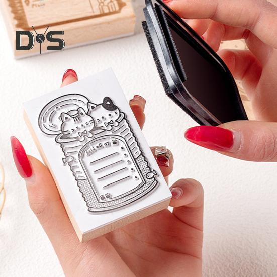 Razítko s kreslenou kočkou, plánovač, razítko, DIY, scrapbooking, týdenní, měsíční, plánovací, časový, kalendář, denní, seznam úkolů, dekorativní dřevěné razítko, bloky