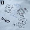 Izzueit Women's Cartoon Embroidered Fleece-Lined Color-Block Lapel Sweatshirt