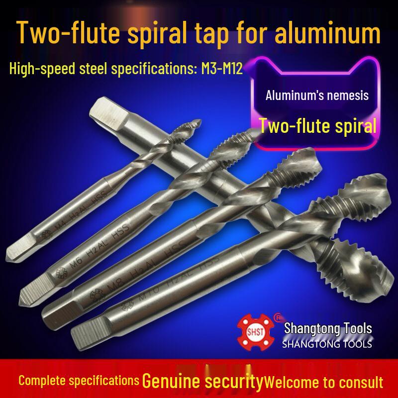 Aluminum High-Speed Steel M2 Two-Flute Spiral Tap