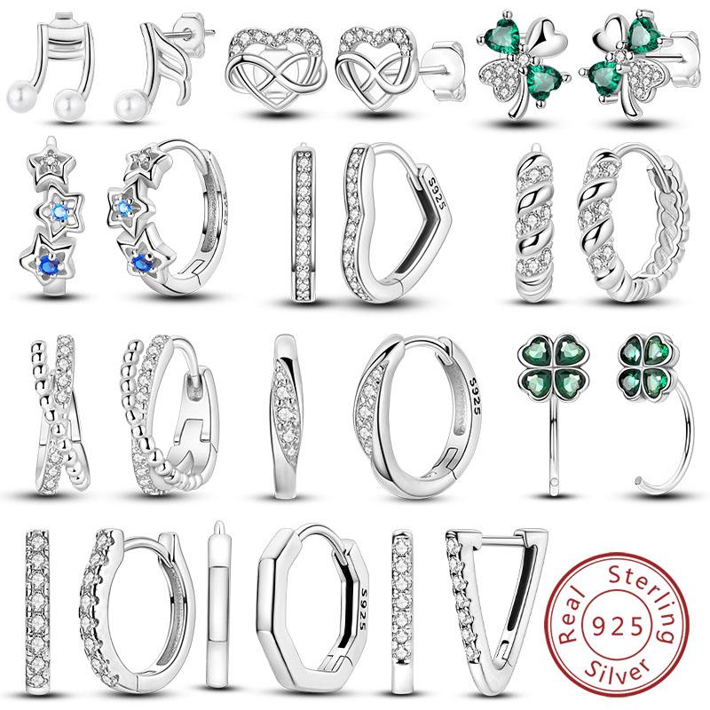 Copper Hoop Earring For Women Heart Star Clover Stud Engagement Wedding Jewelry Gift