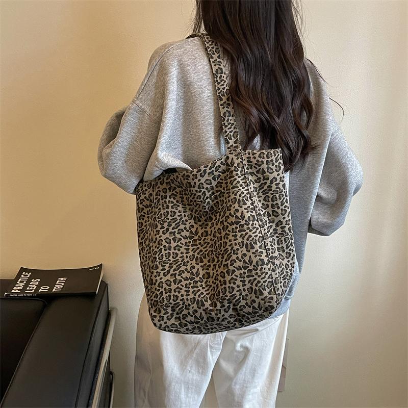 Borsa Tote Stampa Leopardo Grande Capacità Borsa a Spalla Casual Borsa a Mano Quotidiana per Donne