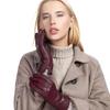European and American Women's Colorful Sheepskin Gloves Fashionable Winter Warm Plus Velvet Outdoor Genuine Leather Gloves