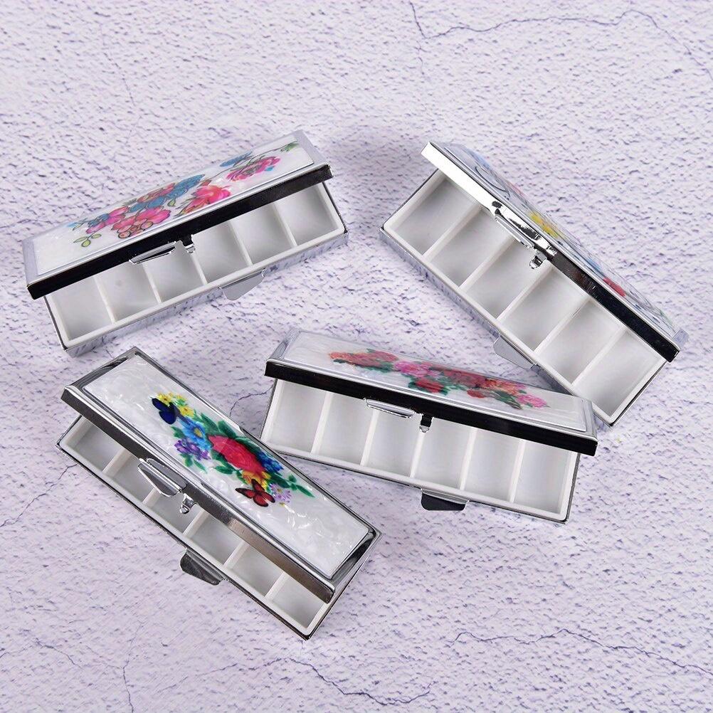 Metal Pill Box Cutter Splitters Pastilleros Estuche Folding Pill Case Container For Medicines Organizer 6 Slots 85mm*35mm*15mm