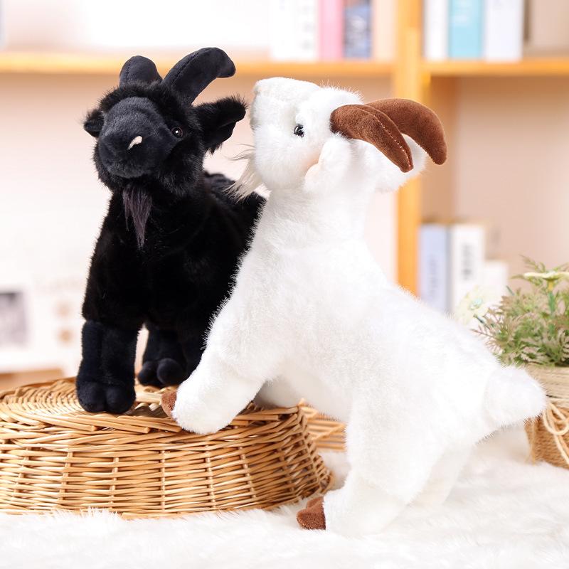 1Pcs Realistic Goat Plush Stuffed Toy With Soft Fluffy Material And Lifelike Design For Home Decor Kids Birthday Holiday Gifts