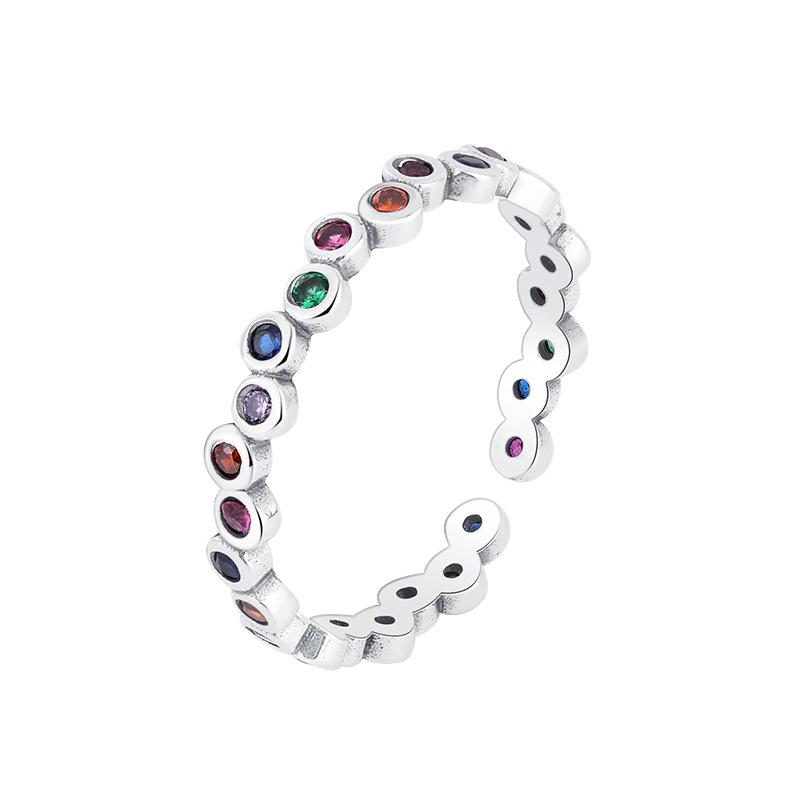 

Niche Design Light Luxury Rainbow Bubble Ring Женское S925 стерлинговое серебро Персонализированное кольцо на указательный палец Tide Jewelry