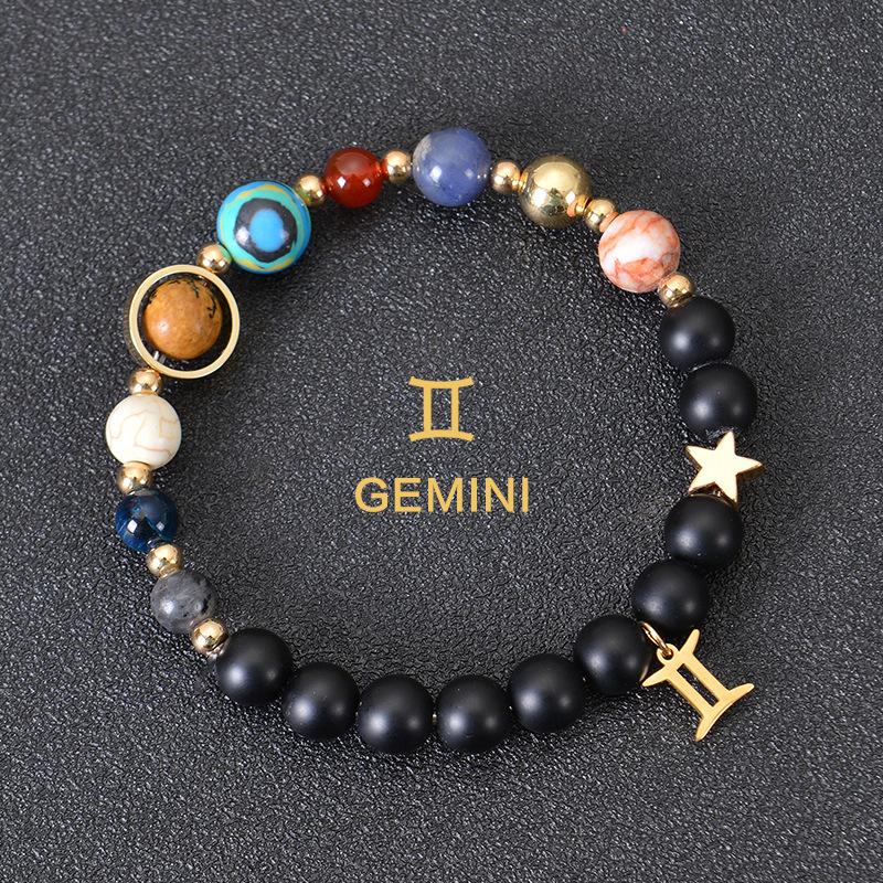Eight major planets and twelve zodiac signs bracelet, frosted stone, bead bracelet, planets, Christmas gift, Stocking stuffers