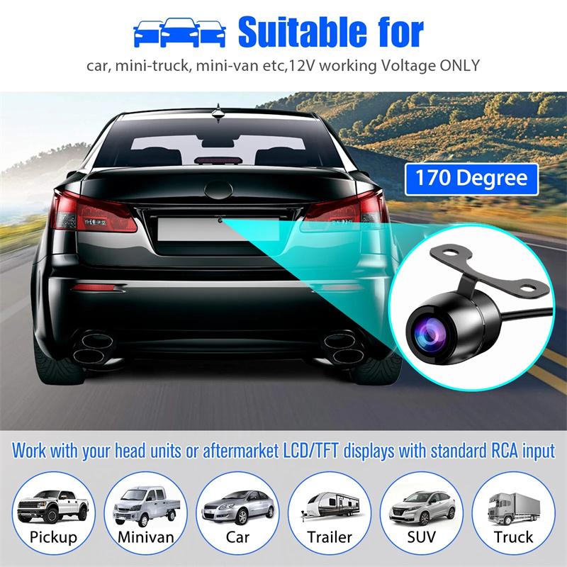 Araba Geri Vites Kamerası HD Gece Görüşlü Geniş Açı Arka Görüş Park Kamerası Su Geçirmez CCD LED Otomatik Yedekleme Monitörü Renkli Görüntü