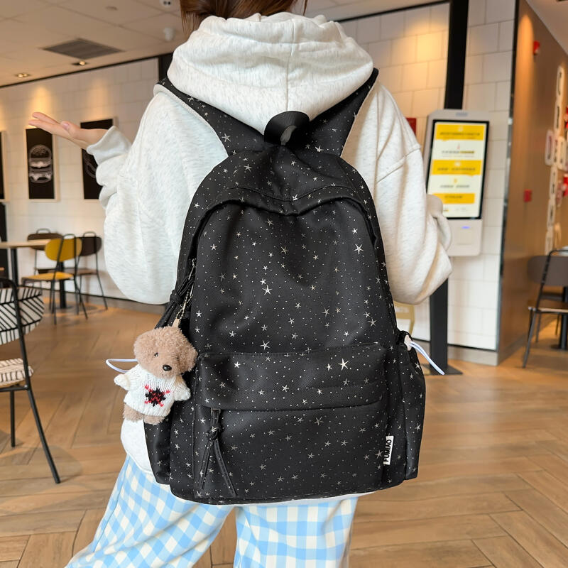 Star Print Student Schoolbag Women's Travel Lightweight Backpack