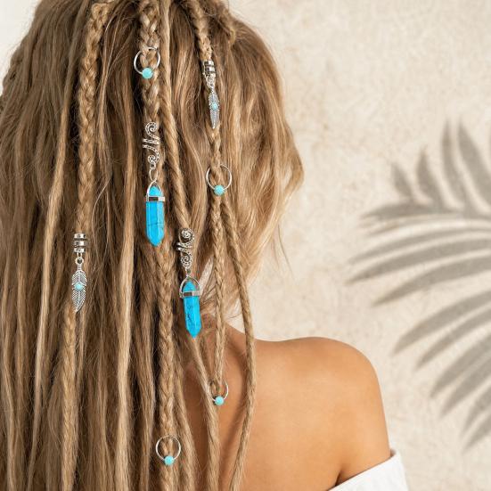 10Pcs Braid Hair Buckles, Feather Style Dreadlocks Hair Accessories, Alloy Open Design Braid Hair Clips for Thin Thick Multi-Strand Braids