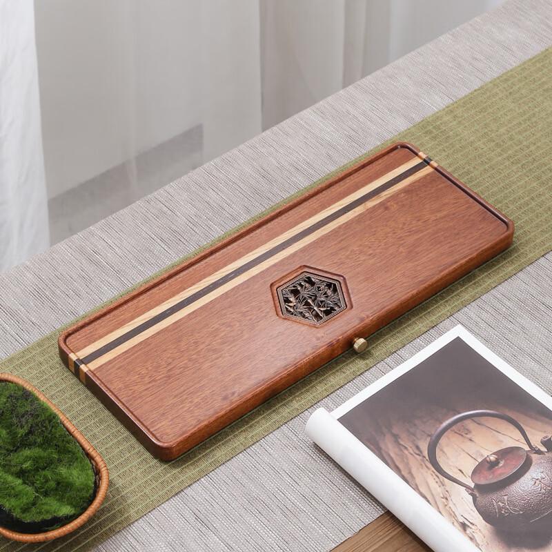 Chinese Style Solid Wood Tea Tray with Drawer Drainage