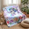 Jeweled Unicorn with Stars Theme Blanket Lightweight Warm Flannel Blanket Decorative Throw Blanket for Home Decoration