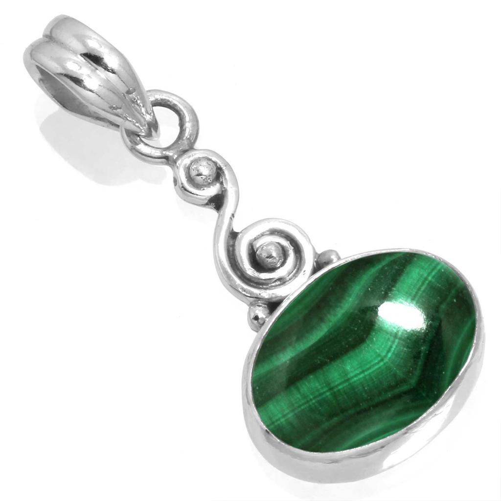 925 Sterling Silver Pendant Women Gemstone Handmade Jewelry Engagement Gift Malachite Moonstone Rose Quartz Red Stone Smoky Topaz Tiger Eye Boho