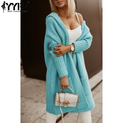 Maglioni con cappuccio a maniche lunghe con stampa tinta unita, casual, autunno inverno, da donna