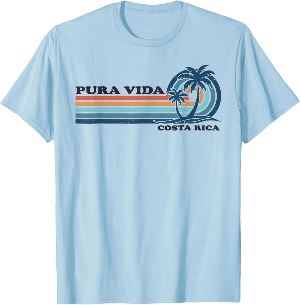 Retro Vintage Family Vacation Costa Rica Pura Vida LIGHT BLUE T-Shirt
