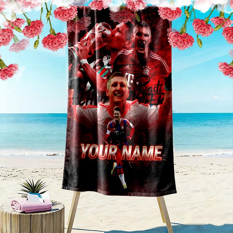Benutzerdefiniertes FC Bayern München Druck Strandtuch, Großes Weiches Schnelltrocknendes Handtuch für Strand Camping Schwimmen