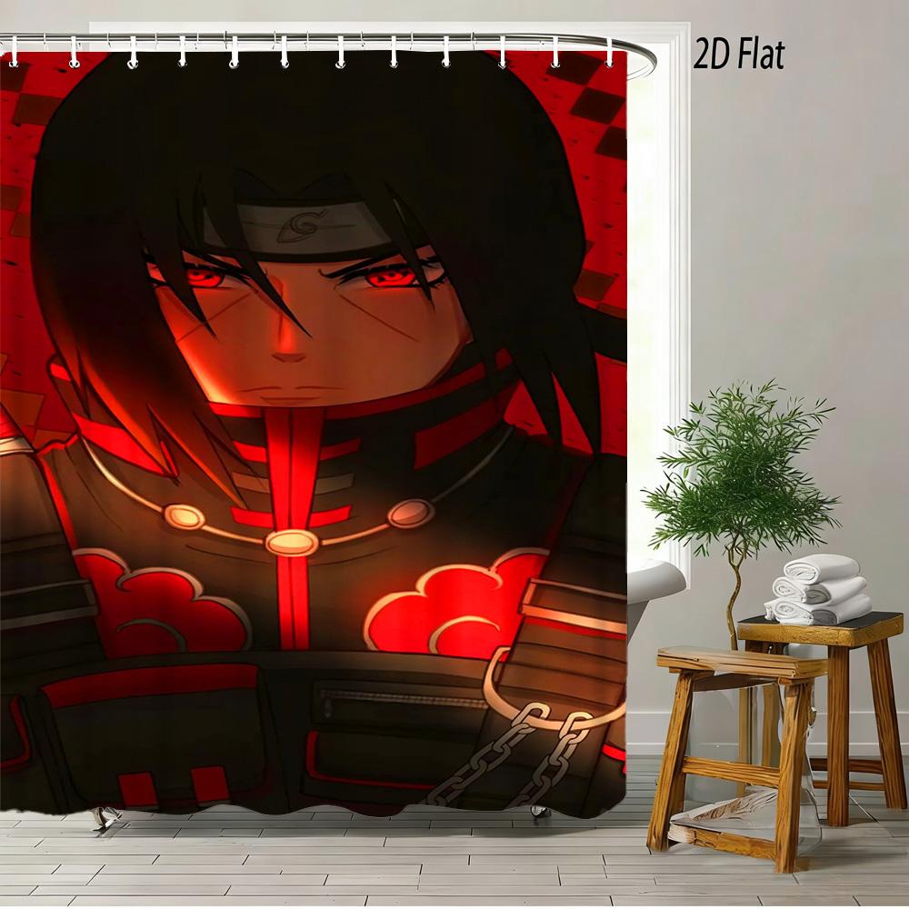 2D Flat Naruto Anime Tobirama Senju Character Collage Print Waterproof Shower Curtain For Bathroom Decor