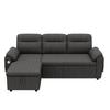 L-förmiges Ecksofa mit links/rechts ausziehbarer Ottomane, Schlaffunktion, Stauraum in der Ottomane, USB/Typ-C-Panel, Chenille-Stoff, Grau.