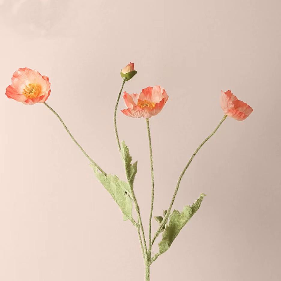 High-End Realistic Poppy Silk Flowers for Wedding and Home Decoration