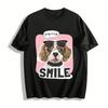 Cute Sunglasses Puppy Print Tee Smile Every Day Casual Top Pure Cotton T-shirt