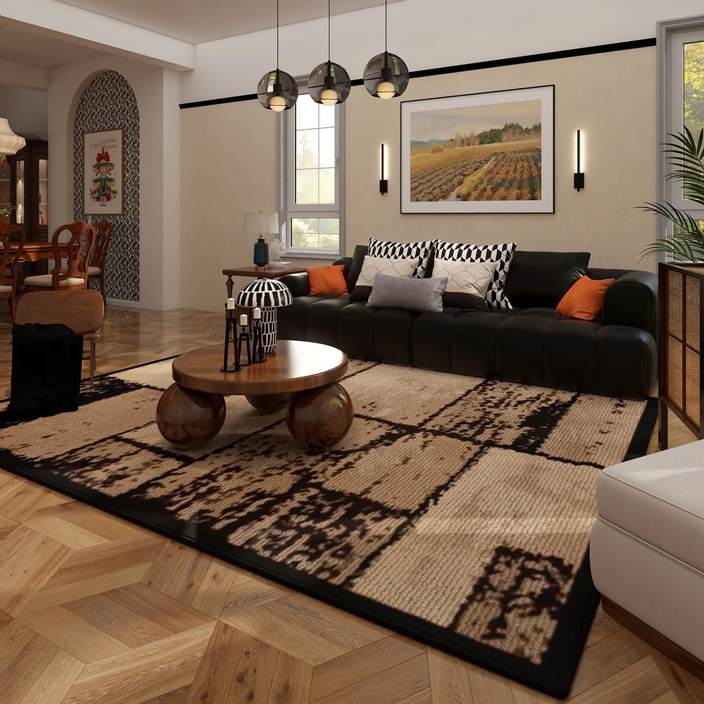 New Stylish Minimalist Design White and Black Floor Area Rug Low Price Rug and Carpet Modern Antiskid Carpets for Living Room