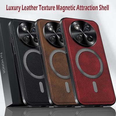 Luxury PU Leather Case For Honor X9c X9c Smart Magic7 Lite X60 Pro Magsafe Magnetic Metal Ring Lens Protection Shockproof Cover