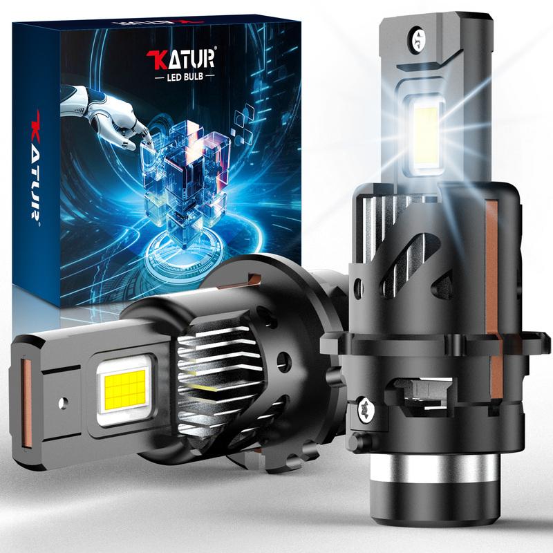 

KATUR 2pcs D2S D4S Led Car Headlight Bulb HID Replacement Car Head Lamp 800% Brightness Powerful No Error with Fan Canbus D2S