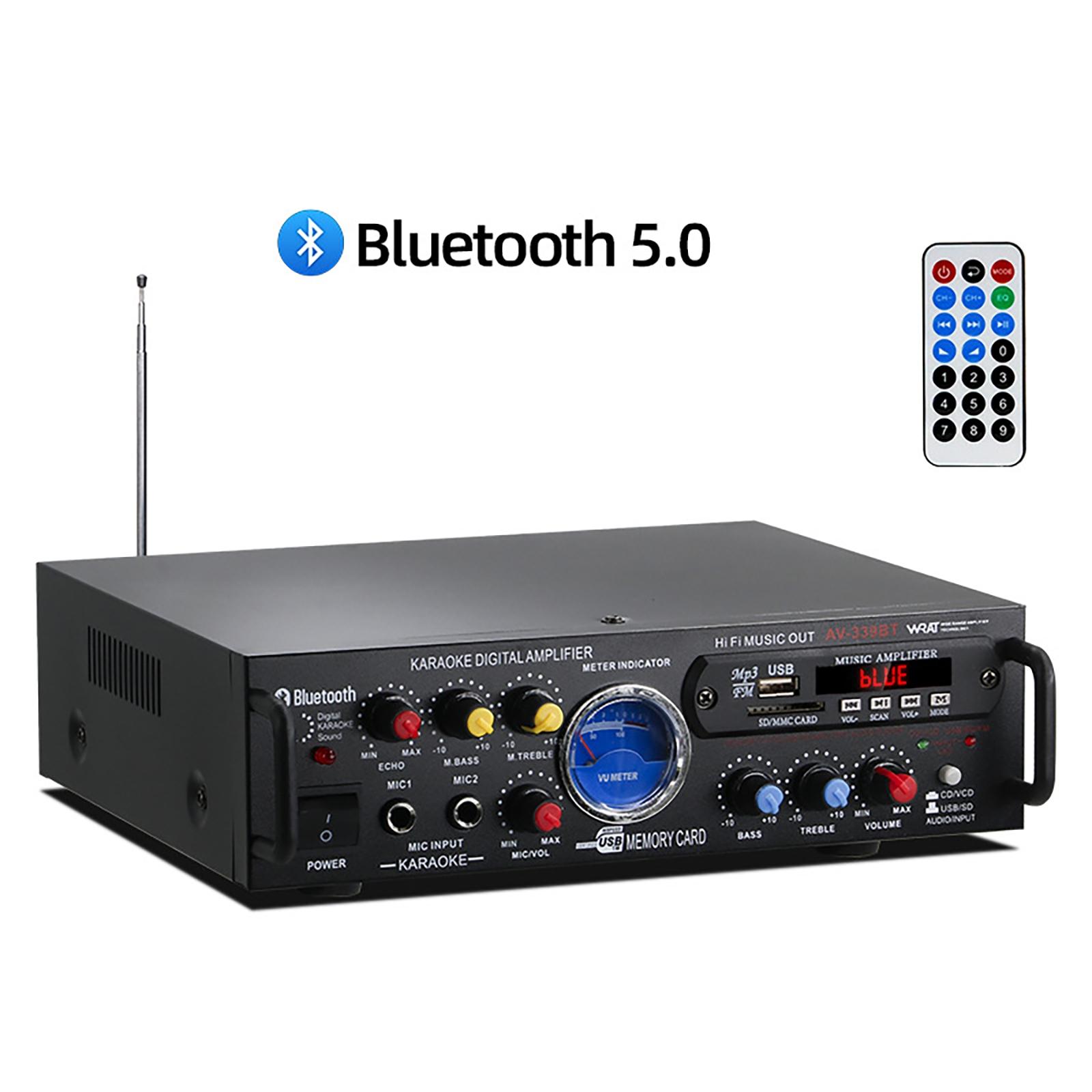 

Home Plug-in Amplifier 12V220V Multifunctional Bluetooth Amplifier with Remote Control Truck Car High-power Digital Amplifier US Plug-110V чёрный
