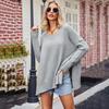 Autumn and Winter Women's Sweater V-neck Large Size Fashion Knit Sexy Pullover Long Sleeve Sweater