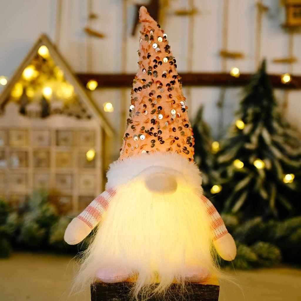 30cm Aufleuchtender Weihnachtsgnom Plüsch Paillettenhut Weihnachten Gesichtsloser Plüschpuppen Tischplatte Elfenornamente für Neujahr Weihnachtsfeier Deko
