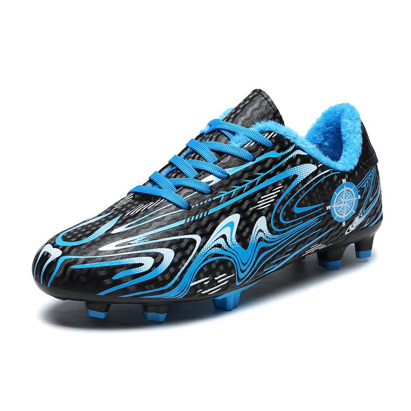 Warm Fleece Lined Flat Bottom Soccer Shoes for Teens And Students Competition Training Sports Shoes Anti Slip Rubber Sole