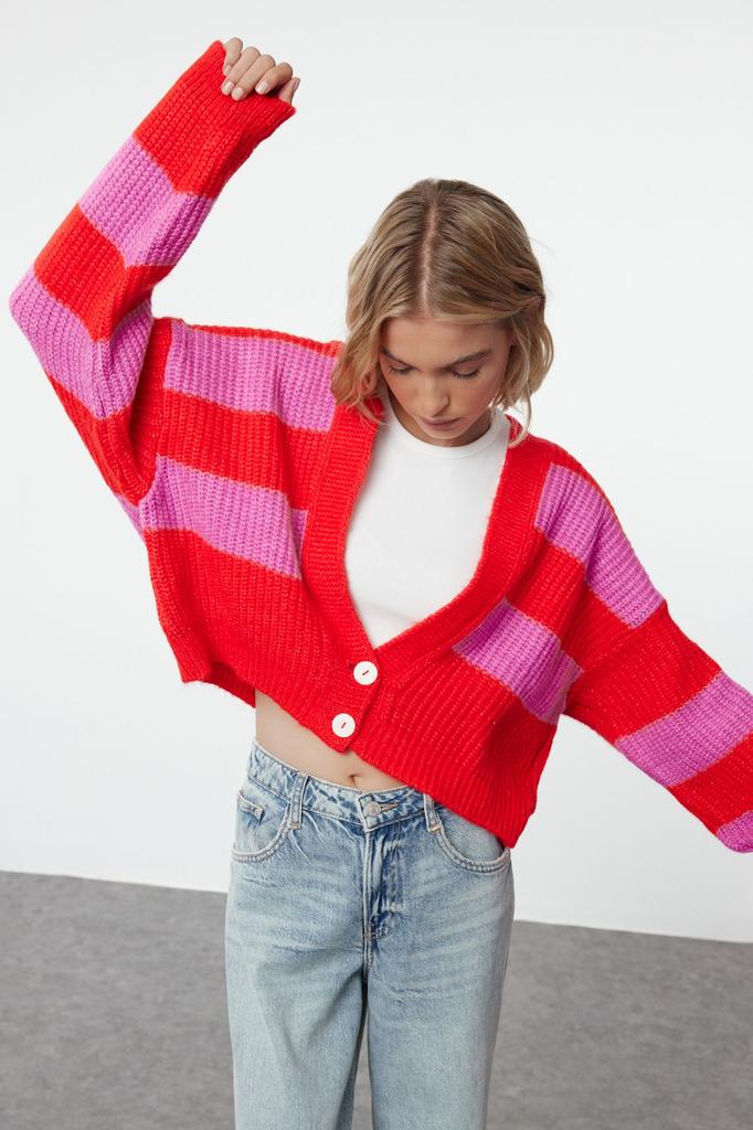 Women's Elegance Style Cardigan Stone Crop Soft Textured Knitwear Cardigan