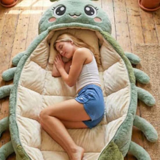 Kuschelige Raupe Schlafsack Gepolsterter Plüsch-Kokonschlafsack Ganzkörper-Liegesack Gemütliches Lese-Nest Innen-Nickerchen-Kokon für Erwachsene