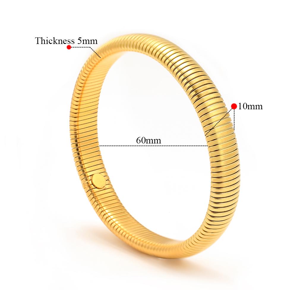 1pc 18k Gold Plated Stainless Steel Bracelet Vintage Elastic Polishing Bangle for Women Girl Fashion Aesthetic Jewelry Wholesale