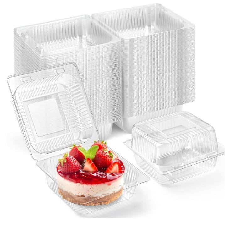 50 or 100 Pack Clear Plastic Containers with - Disposable Takeout Boxes for Strawberry
