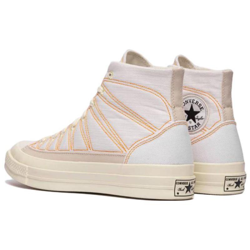 Converse Chuck 70 Hi Comfortable & Casual Abrasion Resistant High Top Espadrilles Unisex White Orange