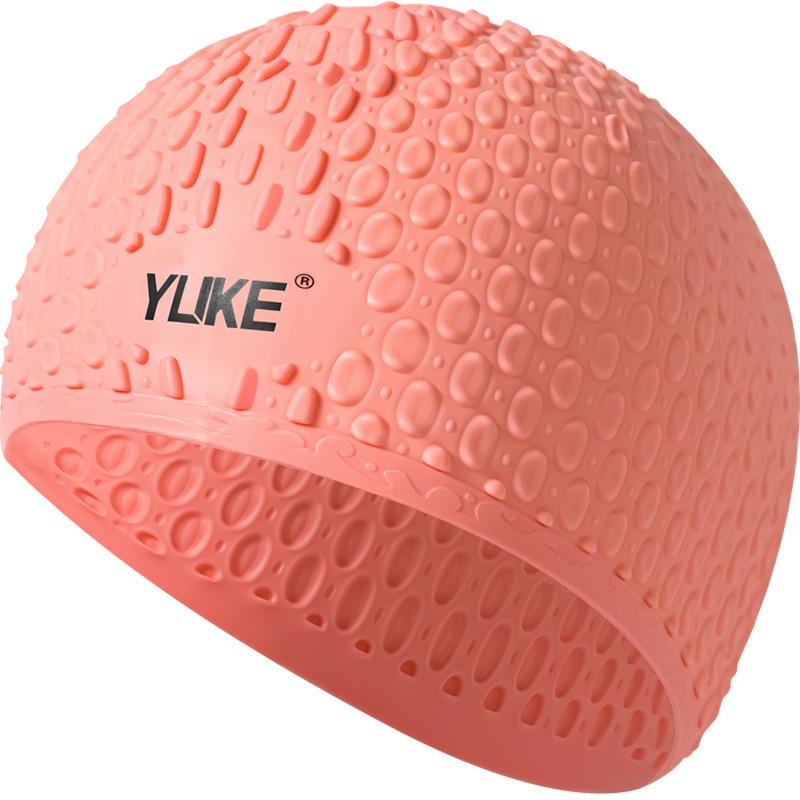 Large Silicone Swim Cap for Adults - Bubble Design, Long Hair, Ear & Sun Protection, Waterproof PU