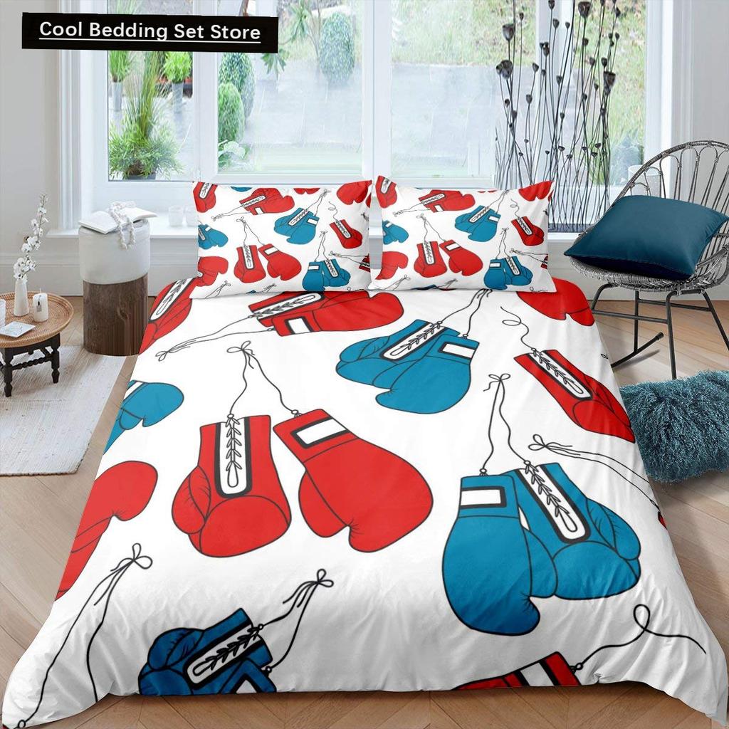 Boxing King Queen Duvet Cover Gamer Competitive Sports Bedding Set Galaxy Bright Colorful Quilt Cover Polyester Comforter Cover
