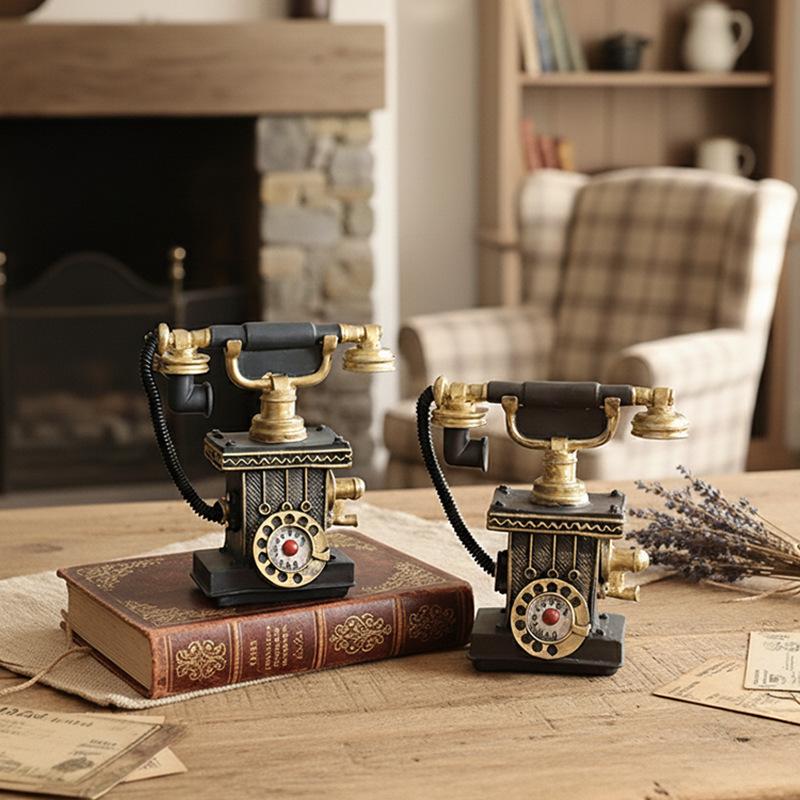 Vintage Kamera Spardose Harzfigur Kreatives Telefonmodell Heimdeko Ladendisplay Desktop-Ornament