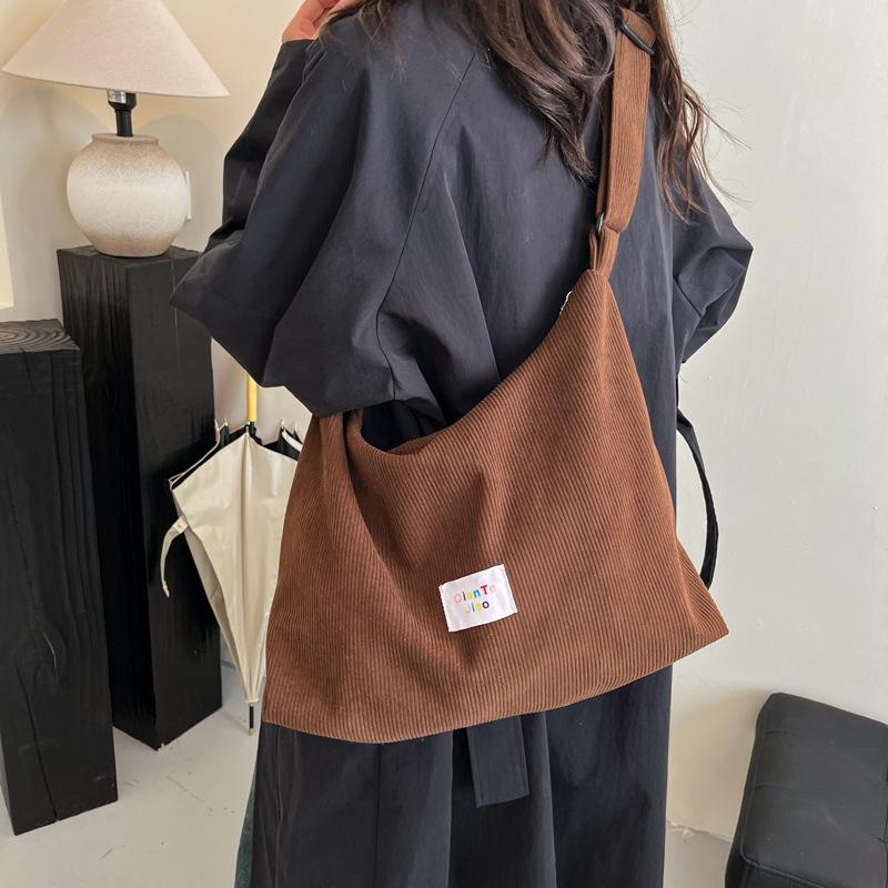 Women's bag Crossbody bag Corduroy tote bag New shoulder bag Korean version Fashion simple large capacity casual shoulder bag