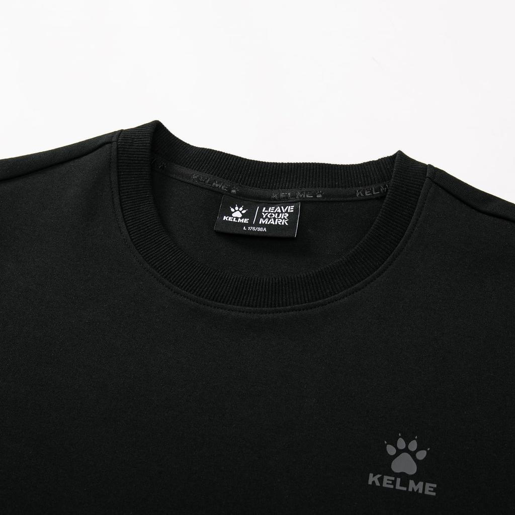 Kelme Men's Long Sleeve Crew Neck Sweatshirt with One-Point Logo (Black, L)
