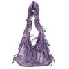 Korean Style Cloud Crossbody Bag with Colorful Laces - Trendy One-Shoulder Pleated Handbag for Shopping
