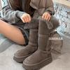 Grey two-wearing thick-soled snow boots for women 2025 winter new heightening thermal and piled thickened long-tube snow cotton shoes