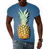 Summer Round Neck 3D Fun Fruit Pattern Print Top Fashionable Casual Short Sleeved Men's T-shirts